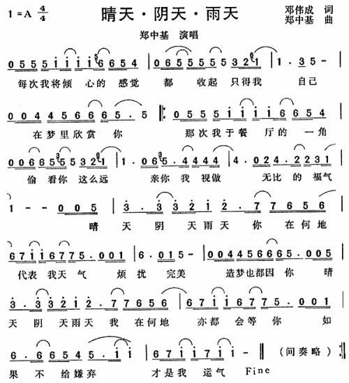 如晴天似雨天,如晴似雨 卫小安(窍门) 如晴天似雨天,如晴似雨 卫小安(窍门)