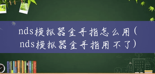 nds模拟器金手指怎么用(nds模拟器金手指用不了) nds模拟器金手指怎么用(nds模拟器金手指用不了)