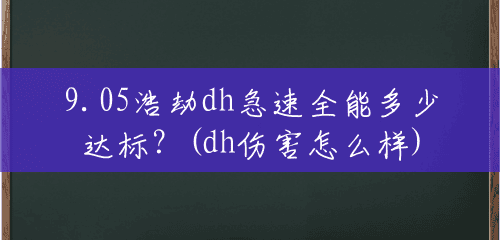 9.05浩劫dh急速全能多少达标?(dh伤害怎么样) 9.05浩劫dh急速全能多少达标?(dh伤害怎么样)