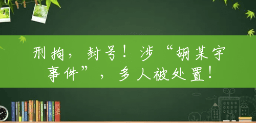 刑拘,封号!涉“胡某宇事件”,多人被处置! 刑拘,封号!涉“胡某宇事件”,多人被处置!