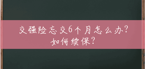 交强险忘交6个月怎么办?如何续保? 交强险忘交6个月怎么办?如何续保?