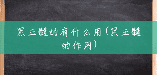黑玉髓的有什么用(黑玉髓的作用) 黑玉髓的有什么用(黑玉髓的作用)