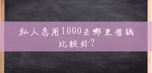 私人急用1000去哪里借钱比较好? 私人急用1000去哪里借钱比较好?