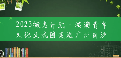 2023微光计划·港澳青年文化交流团走进广州南沙 2023微光计划·港澳青年文化交流团走进广州南沙