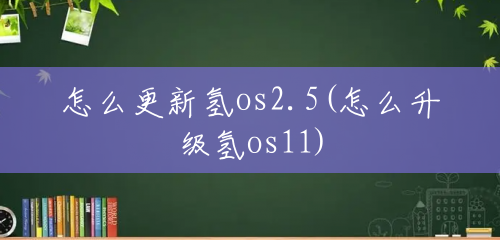 怎么更新氢os2.5(怎么升级氢os11)