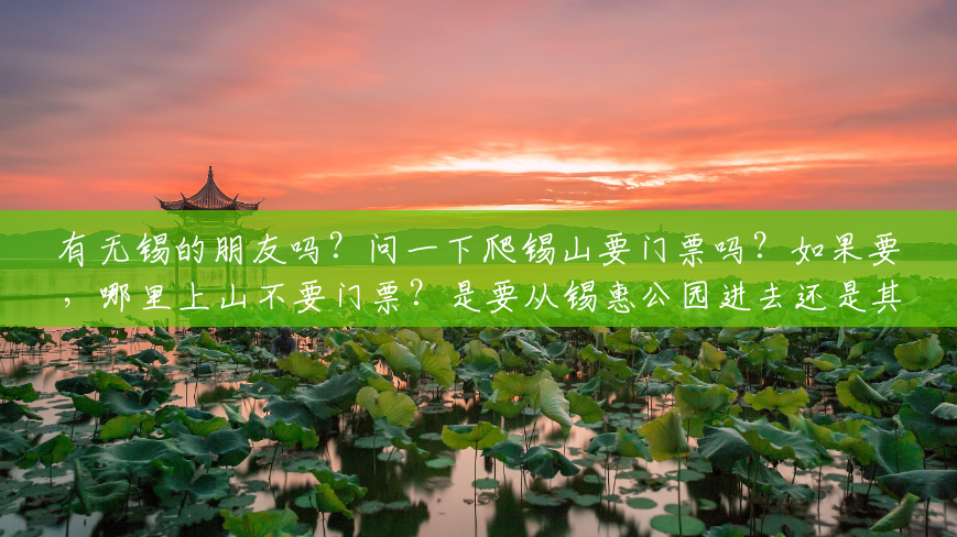 有无锡的朋友吗?问一下爬锡山要门票吗?如果要,哪里上山不要门票?是要从锡惠公园进去还是其他哪里?急?() 有无锡的朋友吗?问一下爬锡山要门票吗?如果要,哪里上山不要门票?是要从锡惠公园进去还是其他哪里?急?()