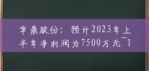 华鼎股份：预计2023年上半年净利润为7500万元~1.1亿元