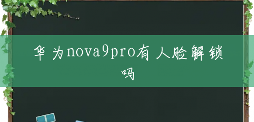 华为nova9pro有人脸解锁吗