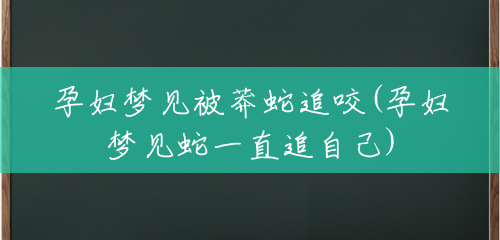 孕妇梦见被莽蛇追咬(孕妇梦见蛇一直追自己)