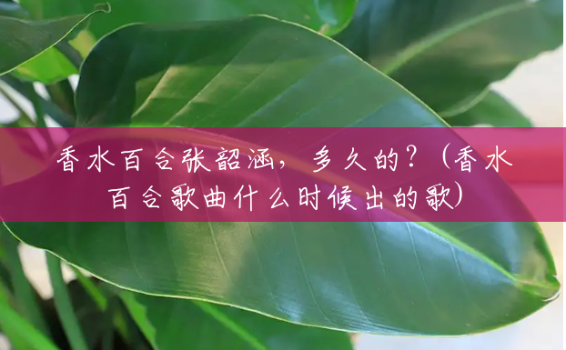 香水百合张韶涵,多久的?(香水百合歌曲什么时候出的歌) 香水百合张韶涵,多久的?(香水百合歌曲什么时候出的歌)
