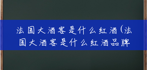 法国大酒客是什么红酒(法国大酒客是什么红酒品牌) 法国大酒客是什么红酒(法国大酒客是什么红酒品牌)