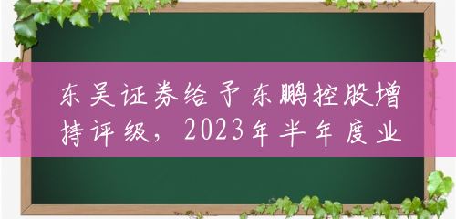 东吴证券给予东鹏控股增持评级,2023年半年度业绩预告点评:降本控费效果凸显,23H1业绩超预期 东吴证券给予东鹏控股增持评级,2023年半年度业绩预告点评:降本控费效果凸显,23H1业绩超预期