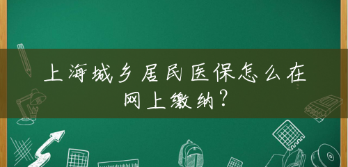 上海城乡居民医保怎么在网上缴纳？