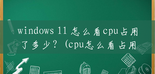 windows 11 怎么看cpu占用了多少？(cpu怎么看占用率)