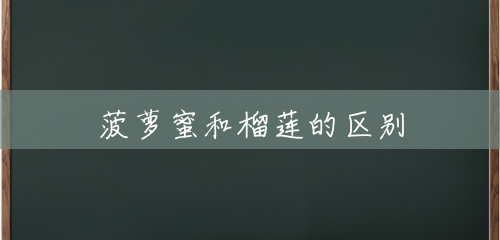菠萝蜜和榴莲的区别