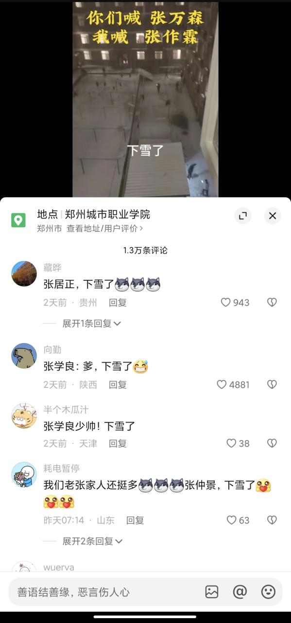 张作霖下雪了是什么梗?
