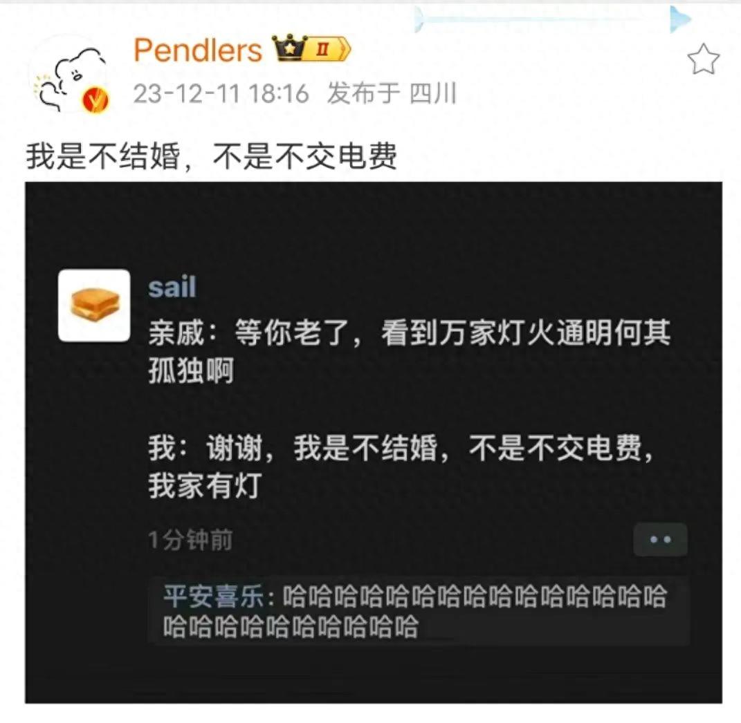 “我是不结婚,不是不交电费”是什么梗?