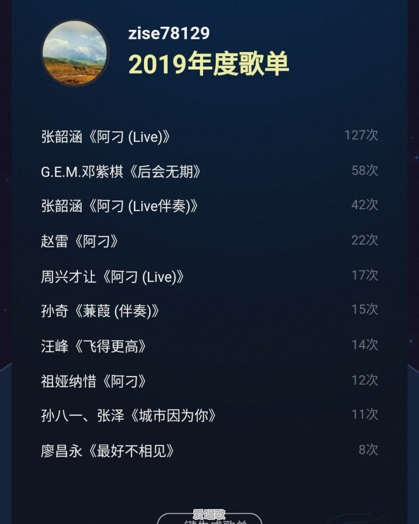 你的2019年度歌单是什么 你的2019年度歌单是什么 - 爱唱歌