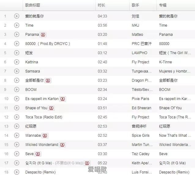 44首流行歌曲中文版视频播放 - 爱唱歌