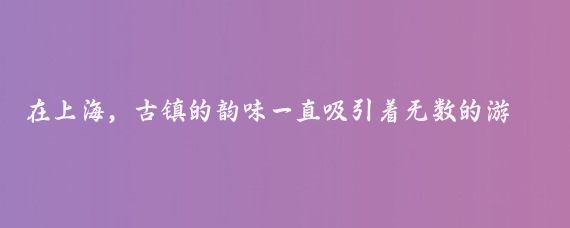 在上海,古镇的韵味一直吸引着无数的游客和当地居民,我身边的朋友小李