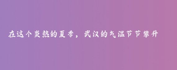 在这个炎热的夏季,武汉的气温节节攀升,热浪滚滚,然而,尽管如此
